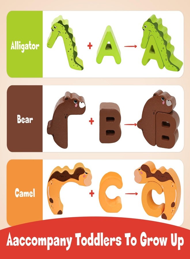 CZTCDP Wooden Alphabet Matching Game, ABC Animal Puzzle Board for Toddlers, Montessori Sorting Blocks Board Toy, Preschool Jigsaw Puzzle for Early Learning, Educational Gift for Kids Boys Girls Ages 3-5 - Image 4